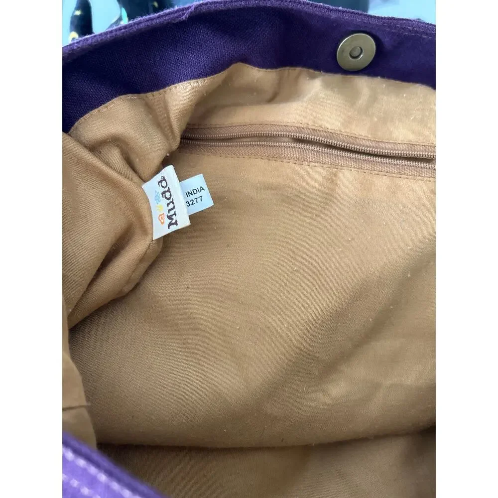 Mudd Embroidered and Studded Peace Sign Purple Tote